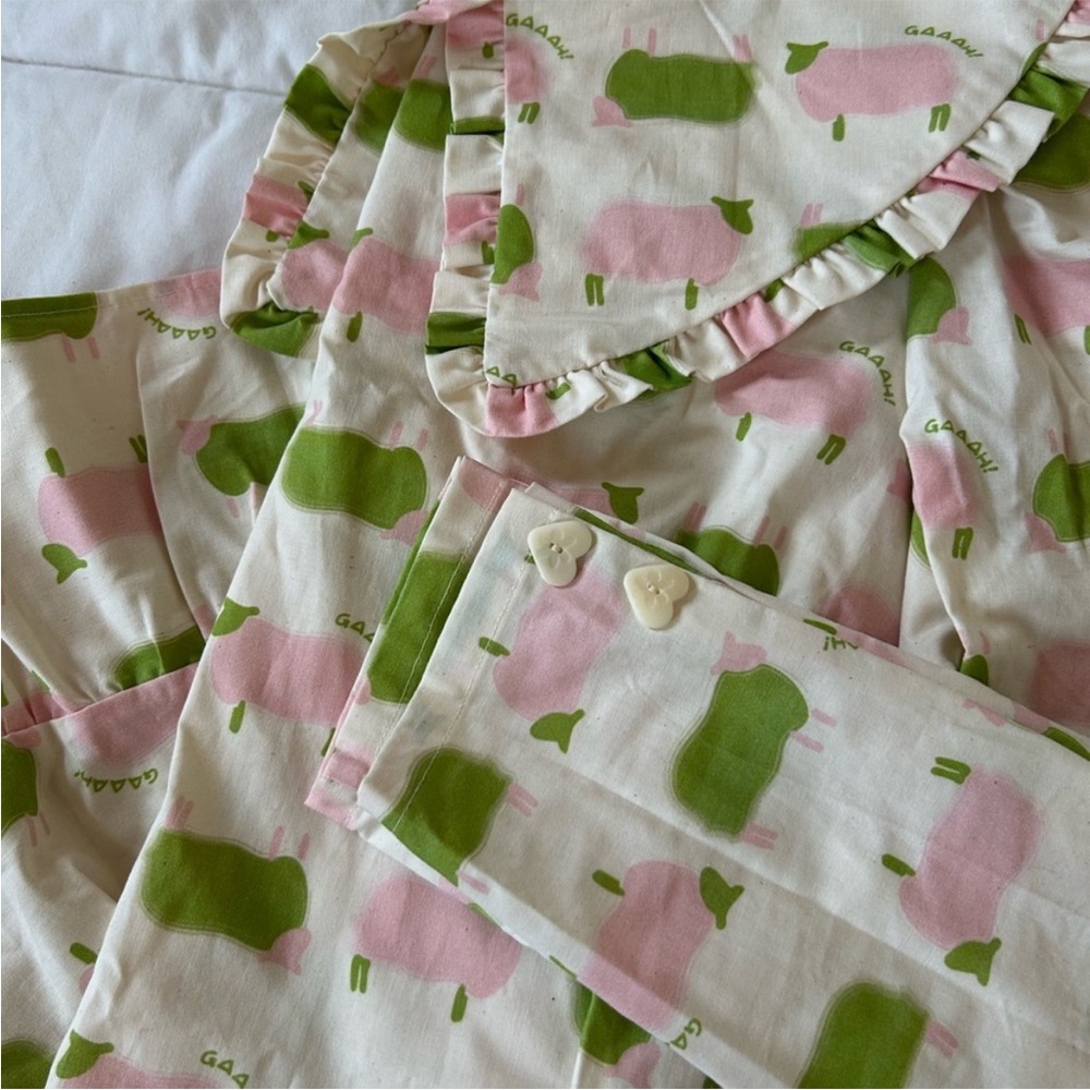 Lisa says gah Diana frock mini dress counting sheep green pink ruffle NWOT - Picture 10 of 11
